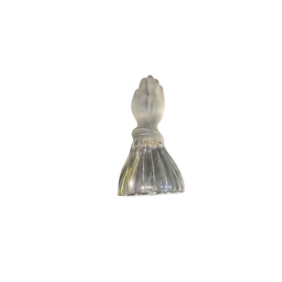 Vintage Frosted Crystal Glass Lead Hands Bell Religious  Praying Oddity Decor - Picture 7 of 8